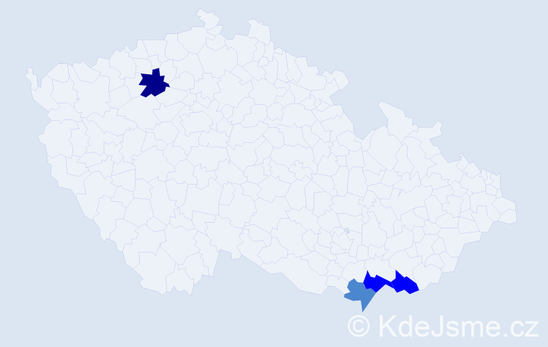 Příjmení: 'Vrablc', počet výskytů 8 v celé ČR
