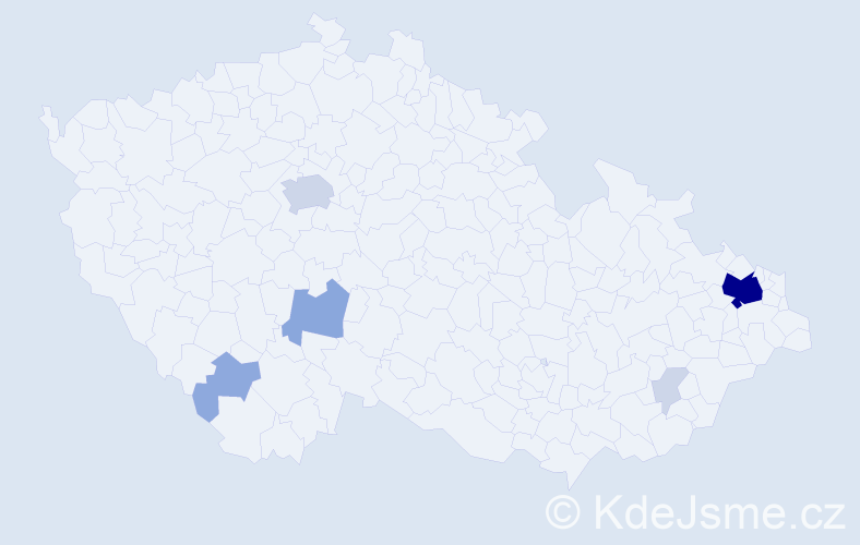 Příjmení: 'Rajča', počet výskytů 21 v celé ČR