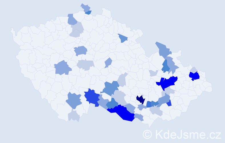 Příjmení: 'Seitl', počet výskytů 124 v celé ČR