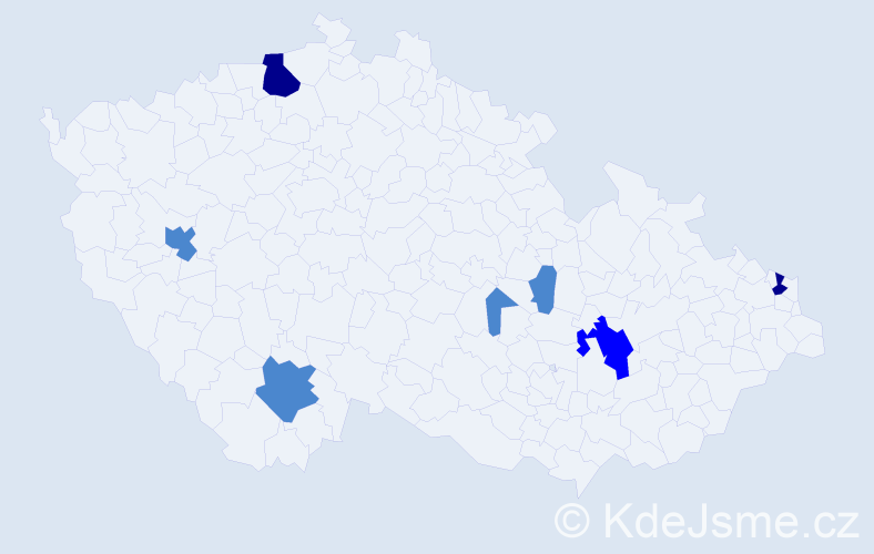 Příjmení: 'Knapčok', počet výskytů 12 v celé ČR