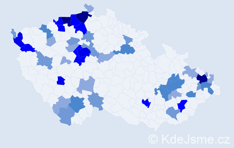Příjmení: 'Ďurčová', počet výskytů 125 v celé ČR