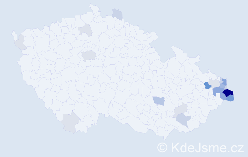 Příjmení: 'Madziová', počet výskytů 76 v celé ČR