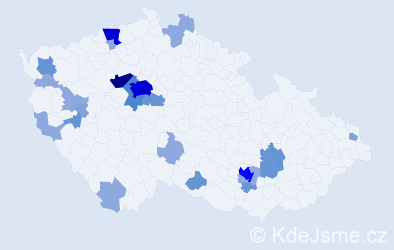 Příjmení: 'Kalla', počet výskytů 66 v celé ČR