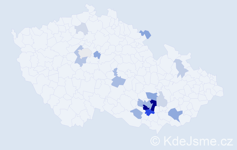 Příjmení: 'Pehal', počet výskytů 53 v celé ČR