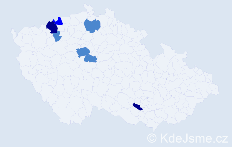 Příjmení: 'Kekel', počet výskytů 12 v celé ČR