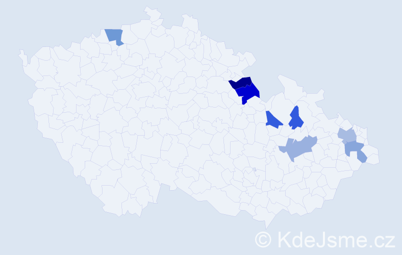 Příjmení: 'Gruškovský', počet výskytů 18 v celé ČR