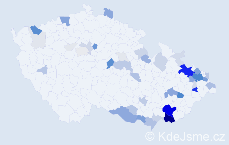 Příjmení: 'Trojek', počet výskytů 202 v celé ČR