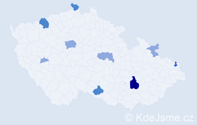 Příjmení: 'Bobová', počet výskytů 18 v celé ČR