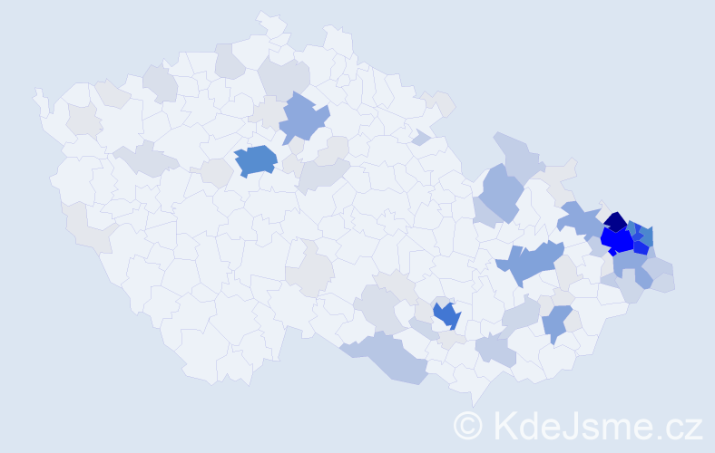 Příjmení: 'Kania', počet výskytů 355 v celé ČR