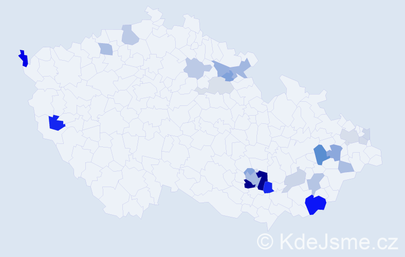 Příjmení: 'Babušíková', počet výskytů 59 v celé ČR