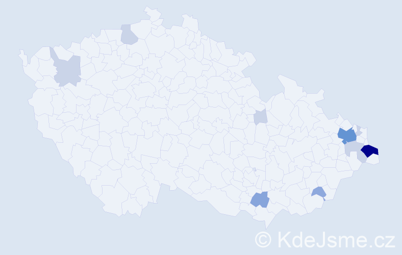 Příjmení: 'Kornutová', počet výskytů 28 v celé ČR