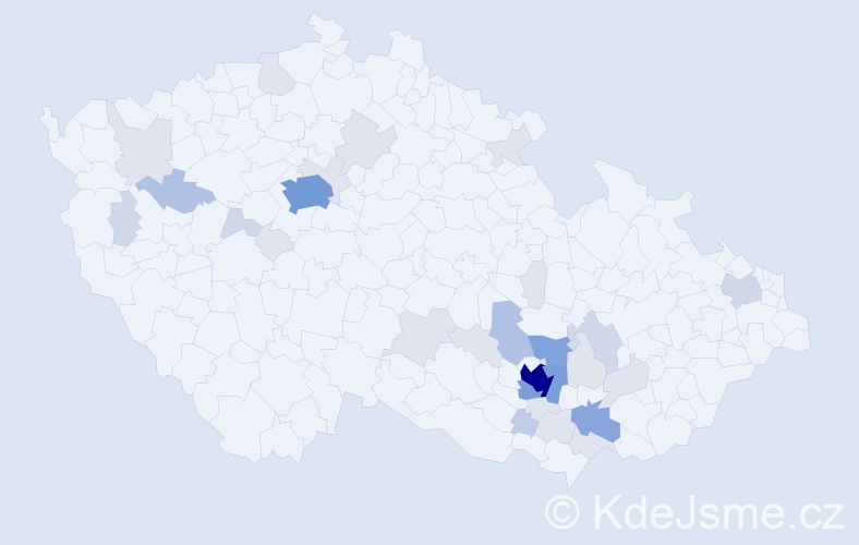 Příjmení: 'Knechtová', počet výskytů 102 v celé ČR