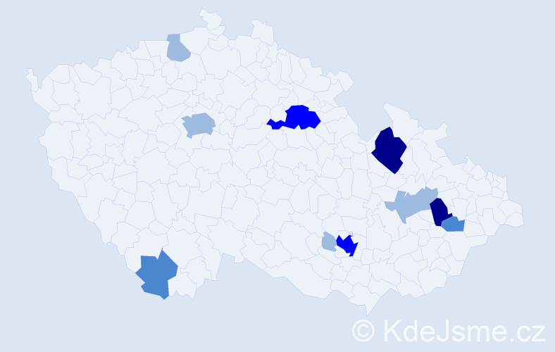 Příjmení: 'Vychopeňová', počet výskytů 22 v celé ČR