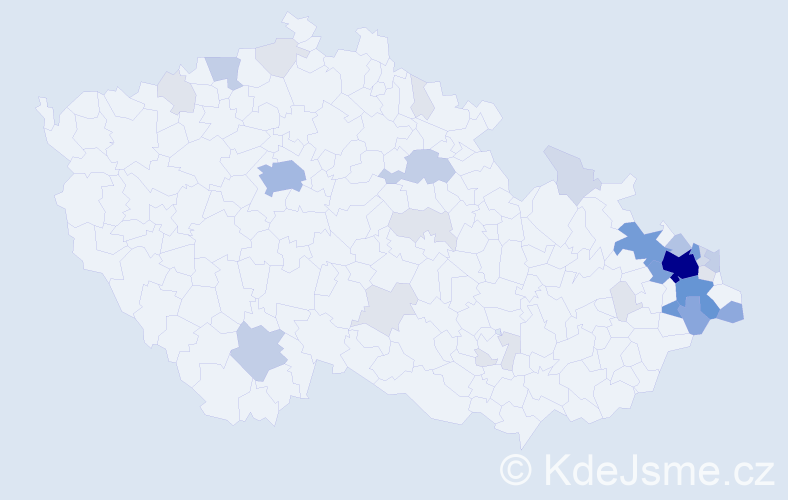 Příjmení: 'Bialková', počet výskytů 130 v celé ČR