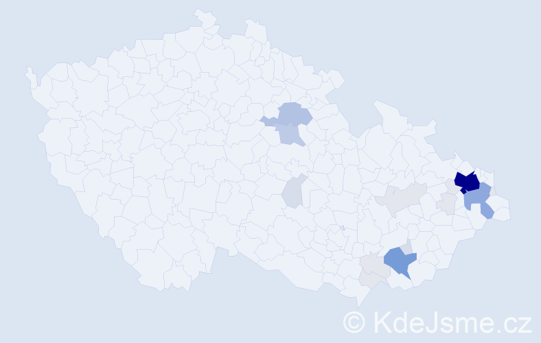 Příjmení: 'Kempová', počet výskytů 85 v celé ČR