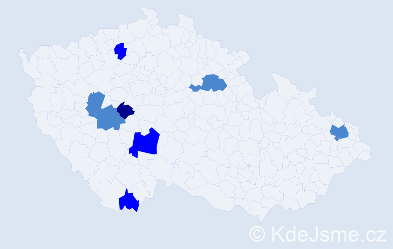 Příjmení: 'Benďáková', počet výskytů 13 v celé ČR