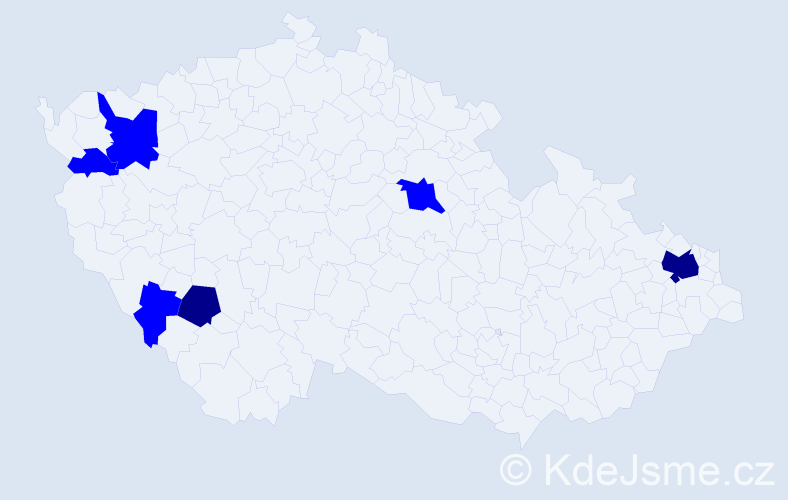 Příjmení: 'Kavec', počet výskytů 8 v celé ČR