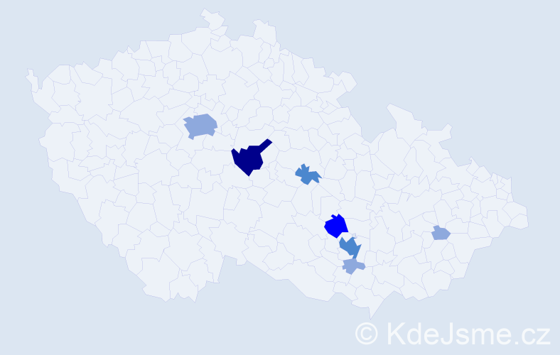 Příjmení: 'Čepeš', počet výskytů 16 v celé ČR