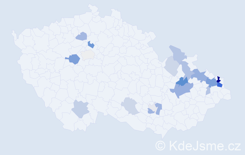 Příjmení: 'Kušová', počet výskytů 55 v celé ČR