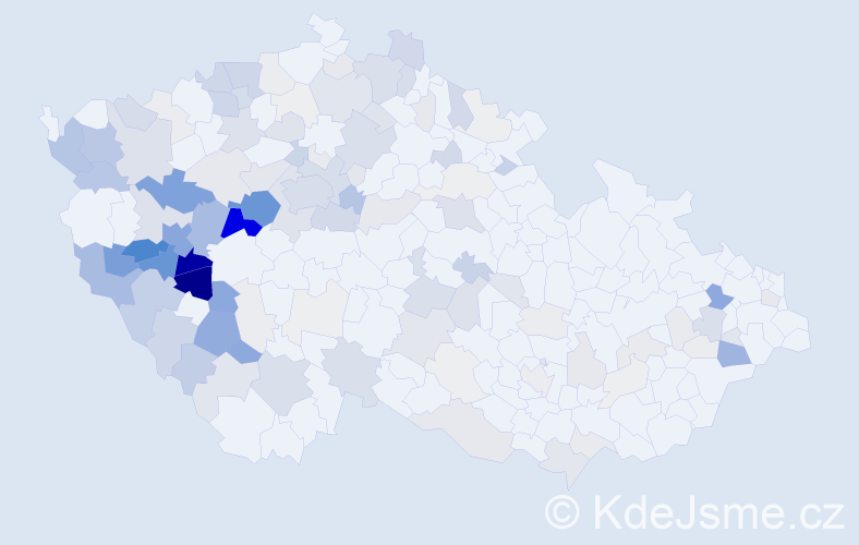 Příjmení: 'Vokáč', počet výskytů 573 v celé ČR