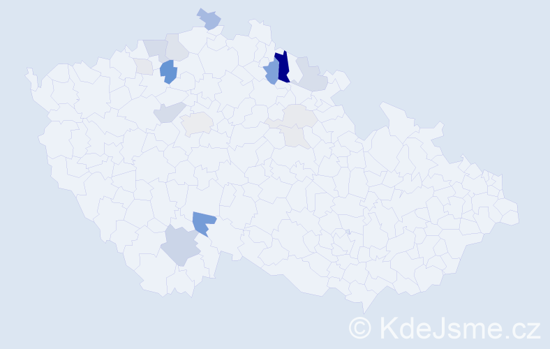 Příjmení: 'Kosáček', počet výskytů 53 v celé ČR