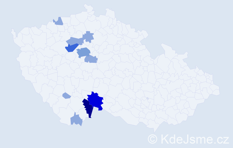 Příjmení: 'Uraj', počet výskytů 26 v celé ČR