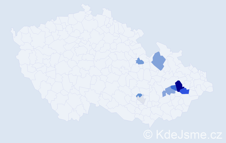 Příjmení: 'Flajšarová', počet výskytů 15 v celé ČR