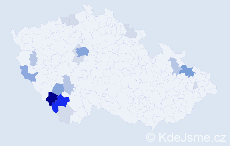Příjmení: 'Kopf', počet výskytů 57 v celé ČR