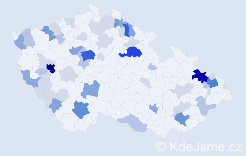 Příjmení: 'Ryplová', počet výskytů 166 v celé ČR