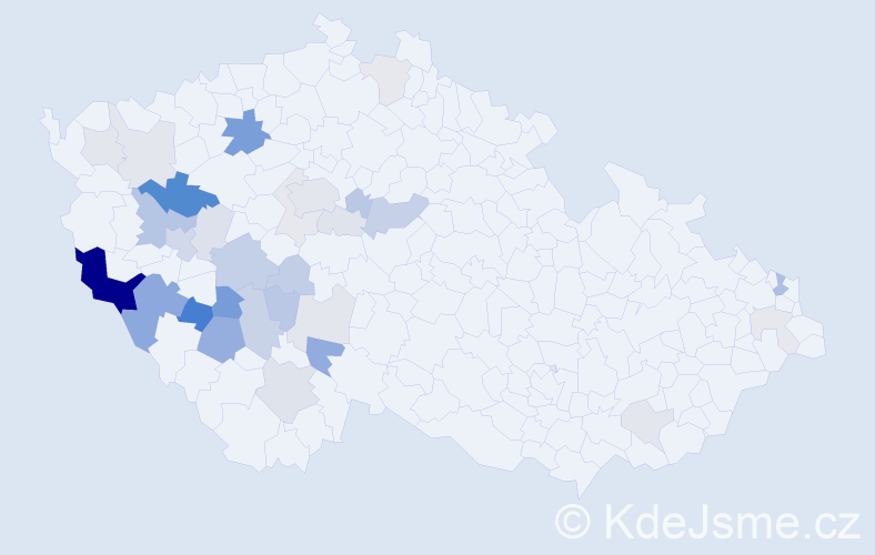Příjmení: 'Kohel', počet výskytů 86 v celé ČR