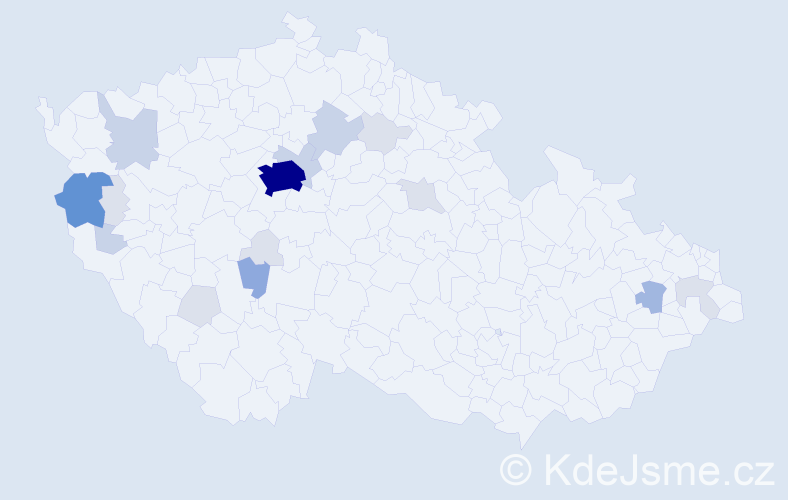 Příjmení: 'Klinka', počet výskytů 58 v celé ČR