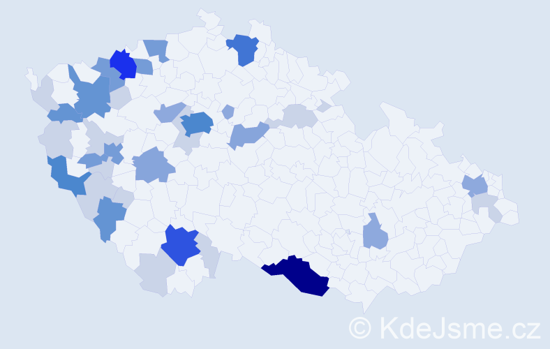 Příjmení: 'Karl', počet výskytů 111 v celé ČR
