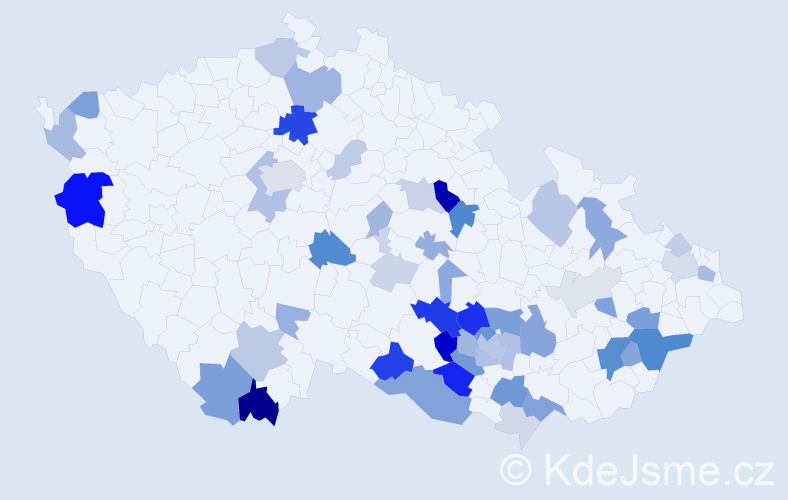 Příjmení: 'Valla', počet výskytů 152 v celé ČR