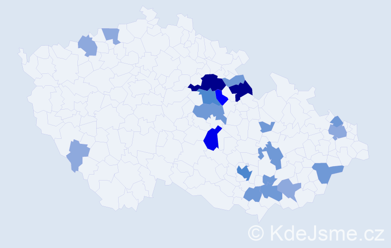 Příjmení: 'Pekáčová', počet výskytů 50 v celé ČR