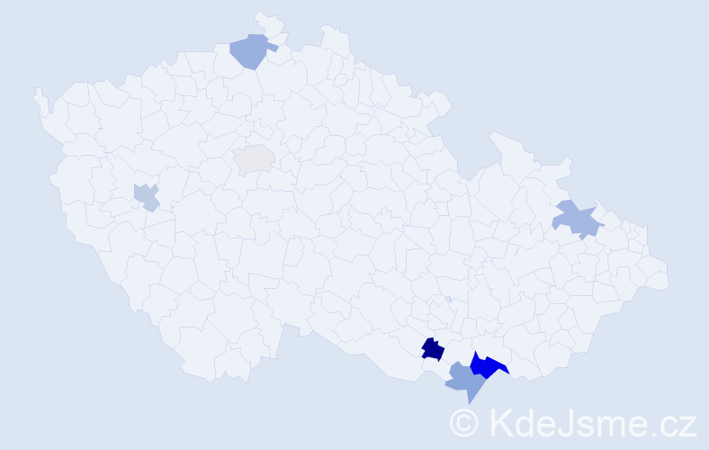 Příjmení: 'Cavallarová', počet výskytů 10 v celé ČR
