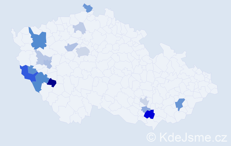 Příjmení: 'Vejvančická', počet výskytů 48 v celé ČR