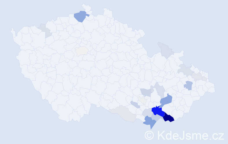 Příjmení: 'Blata', počet výskytů 83 v celé ČR