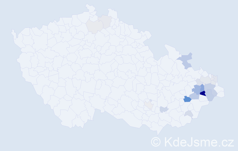 Příjmení: 'Přadková', počet výskytů 74 v celé ČR