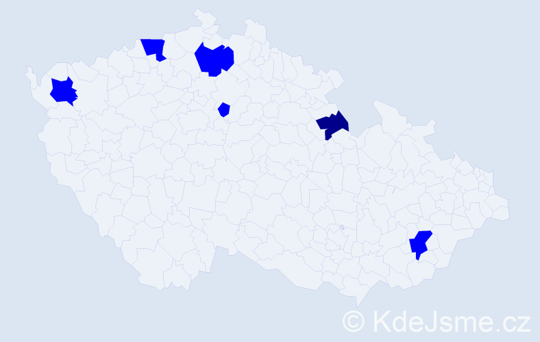 Příjmení: 'Koniček', počet výskytů 7 v celé ČR