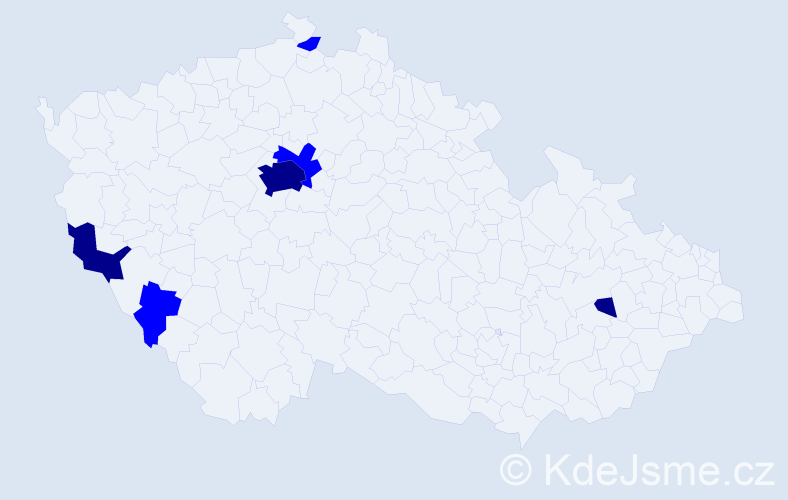 Příjmení: 'Kostrouch', počet výskytů 9 v celé ČR