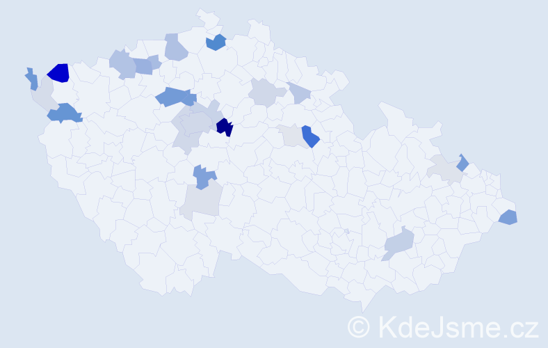 Příjmení: 'Bada', počet výskytů 72 v celé ČR