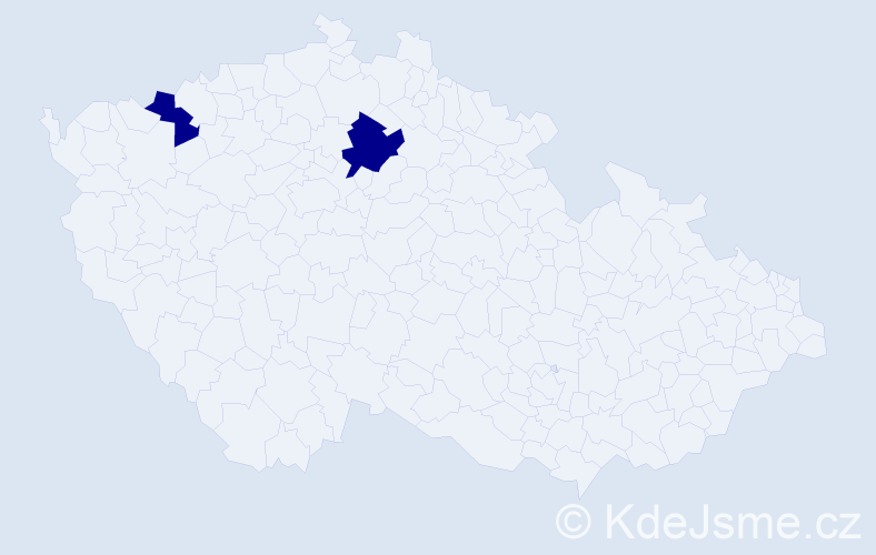 Příjmení: 'Veligdan', počet výskytů 2 v celé ČR