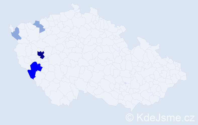 Příjmení: 'Uhel', počet výskytů 18 v celé ČR