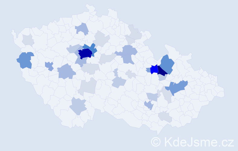 Příjmení: 'Pelclová', počet výskytů 133 v celé ČR