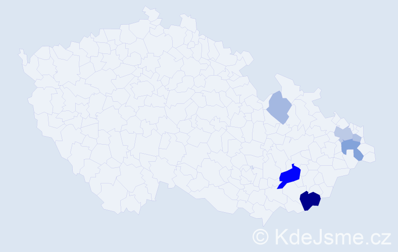 Příjmení: 'Kociňáková', počet výskytů 16 v celé ČR