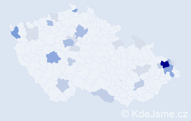 Příjmení: 'Vnenková', počet výskytů 78 v celé ČR
