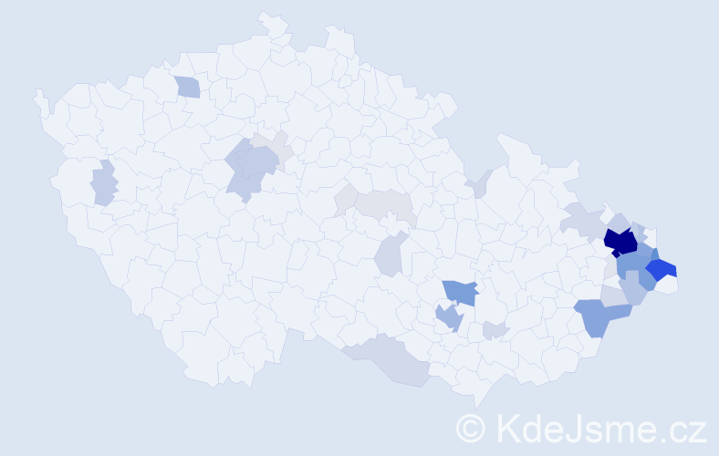 Příjmení: 'Bojdová', počet výskytů 145 v celé ČR