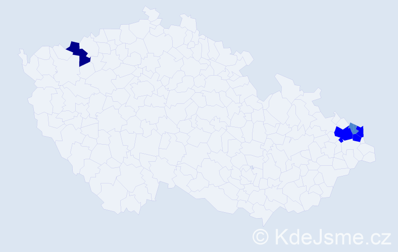 Příjmení: 'Hoghová', počet výskytů 11 v celé ČR