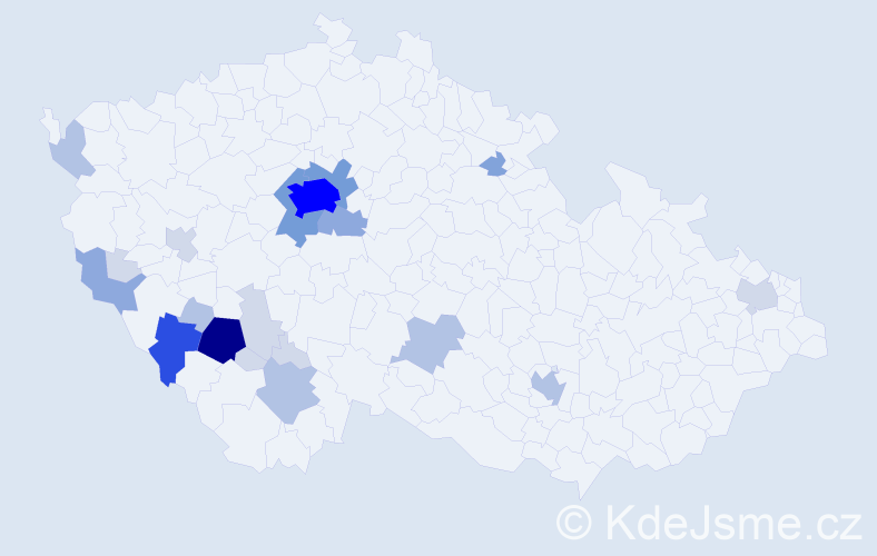 Příjmení: 'Knetlová', počet výskytů 74 v celé ČR