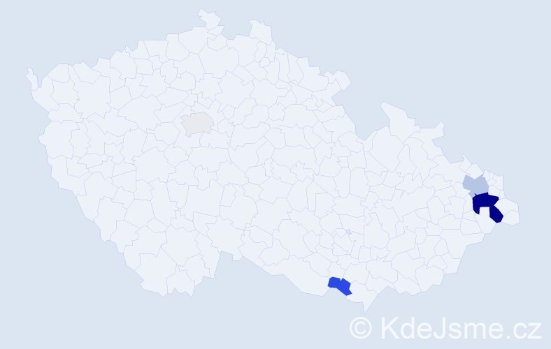 Příjmení: 'Svojáková', počet výskytů 11 v celé ČR
